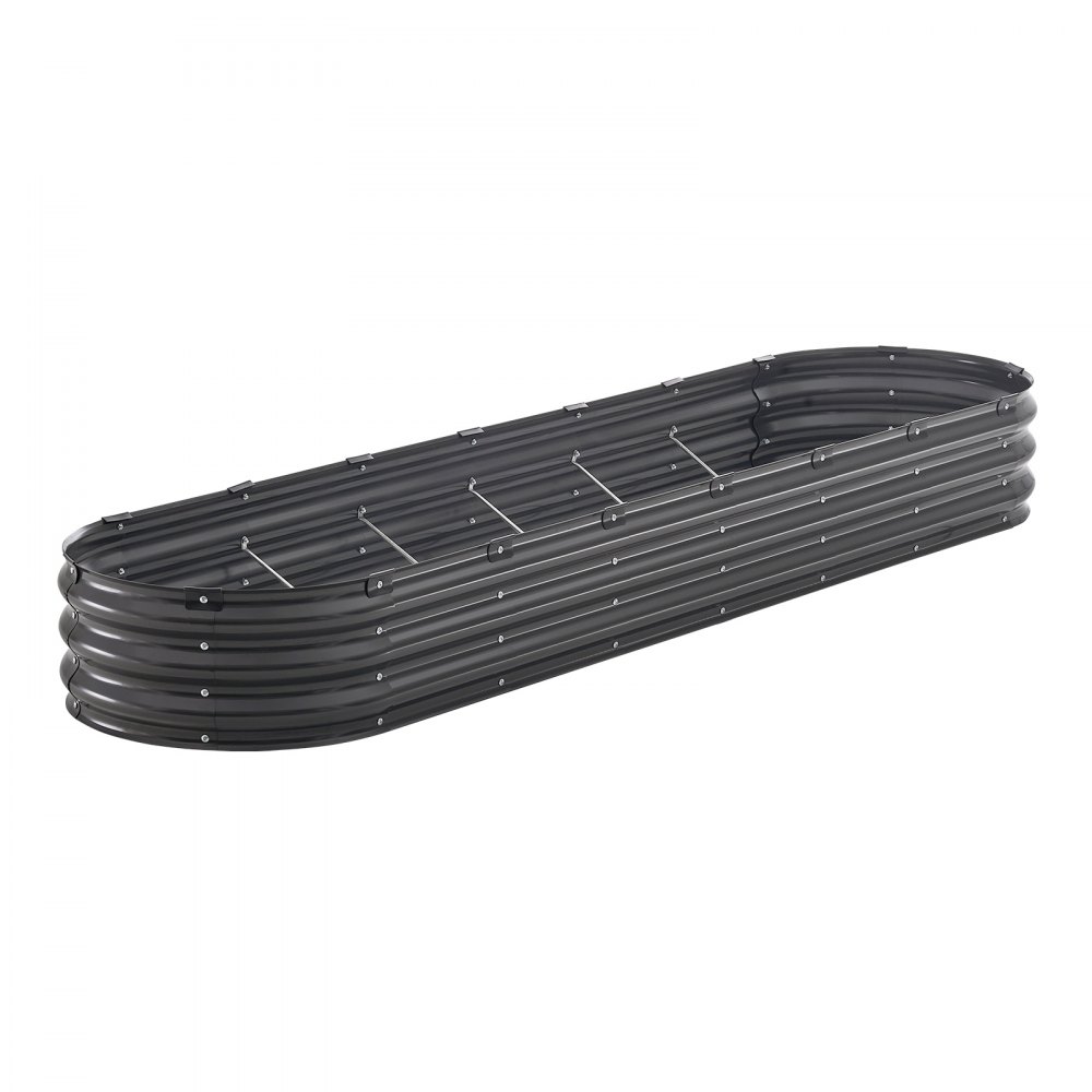 VEVOR Metal Raised Garden Bed, 2390 x 600 x 270 mm Outdoor Galvanized Planter Box, with Open Bottom, Large Oval Planter Raised Bed for Gardening Vegetables, Flowers, Herbs, and Succulent Plants, Dark Gray