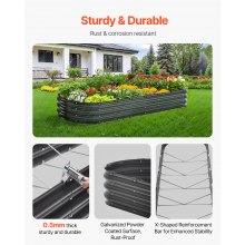 Metal Raised Garden Bed 8x2x1 ft Outdoor Galvanized Planter Box Dark Gray