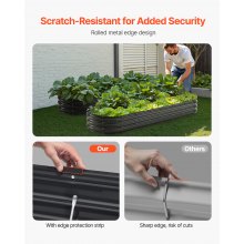 Metal Raised Garden Bed 8x2x1 ft Outdoor Galvanized Planter Box Dark Gray