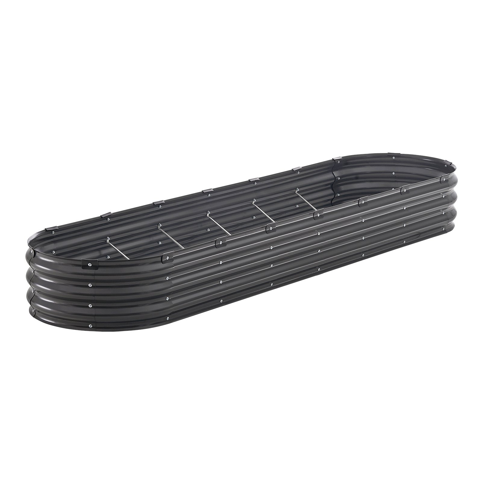 VEVOR Metal Raised Garden Bed, 2390 x 600 x 270 mm Outdoor Galvanized Planter Box, with Open Bottom, Large Oval Planter Raised Bed for Gardening Vegetables, Flowers, Herbs, and Succulent Plants, Dark Gray
