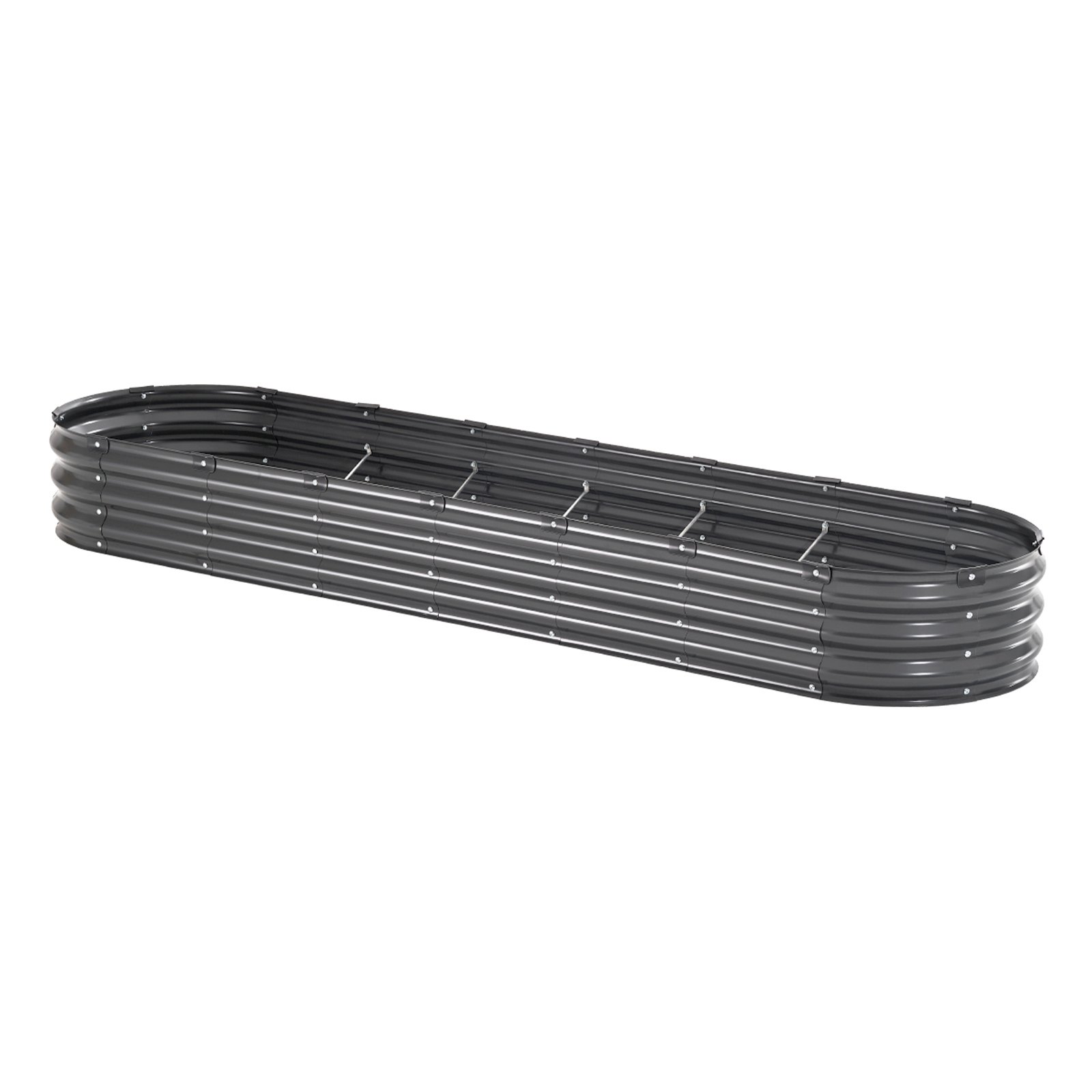 VEVOR Metal Raised Garden Bed, 2390 x 600 x 270 mm Outdoor Galvanized Planter Box, with Open Bottom, Large Oval Planter Raised Bed for Gardening Vegetables, Flowers, Herbs, and Succulent Plants, Dark Gray