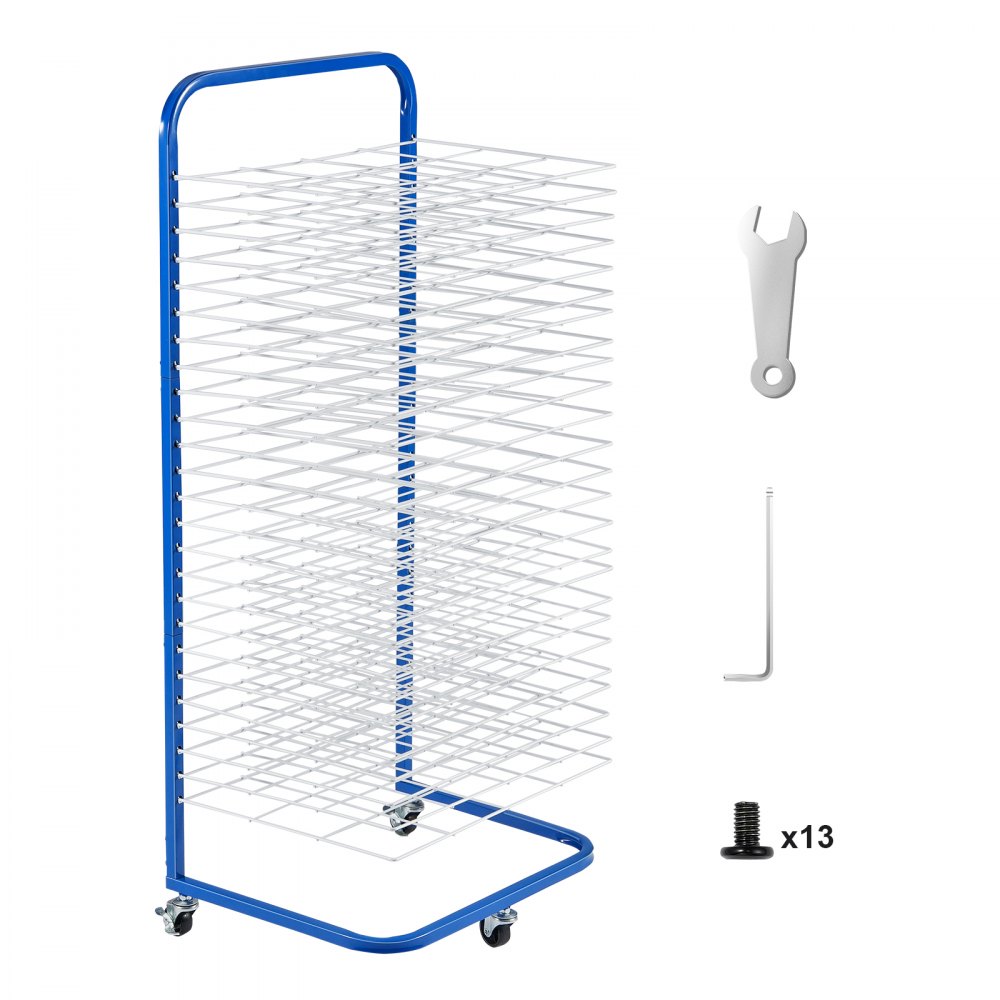 VEVOR Art Drying Rack 25 Removable Shelves Paint Drying Rack With Wheels Blue