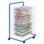 VEVOR Art Drying Rack, 25 Removable Shelves 23.75 x 17.5 x 38 inch Paint Drying Rack With Lockable Wheels, Carbon Steel Painting Drying Rack for Artwork in Classroom, Art Studios, Schools, Blue+White