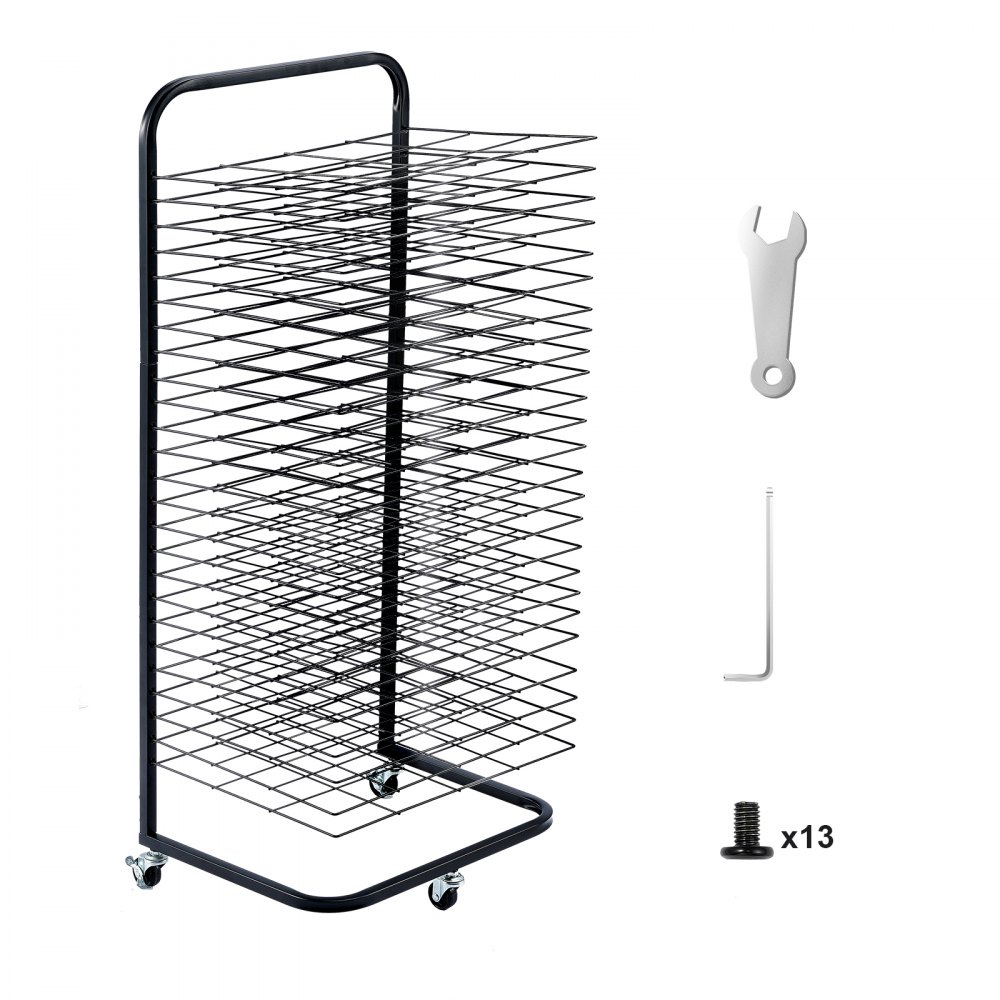 VEVOR Art Drying Rack 25 Prateleiras Removíveis Rack de Secagem de Tinta com Rodas Preto