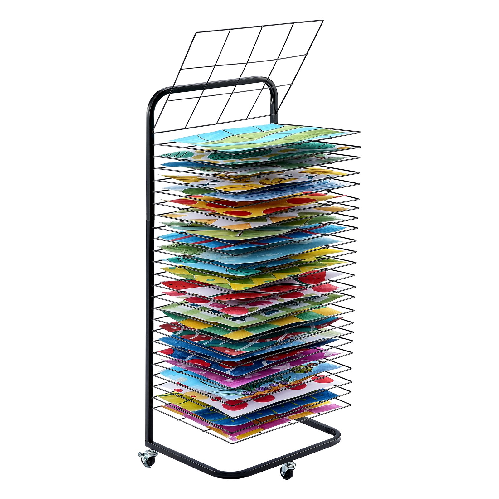 VEVOR Art Drying Rack 25 Prateleiras Removíveis Rack de Secagem de Tinta com Rodas Preto