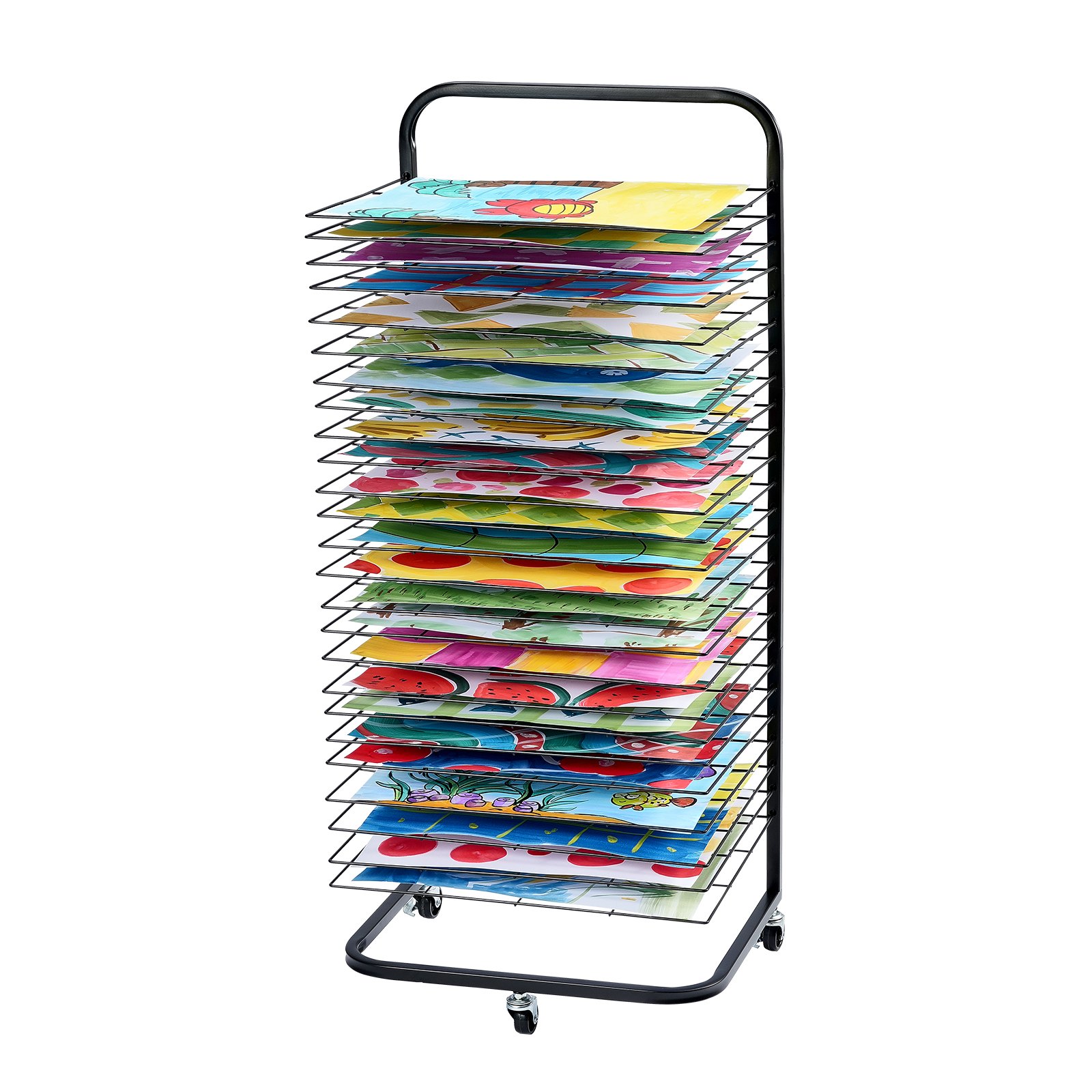 VEVOR Art Drying Rack 25 Prateleiras Removíveis Rack de Secagem de Tinta com Rodas Preto