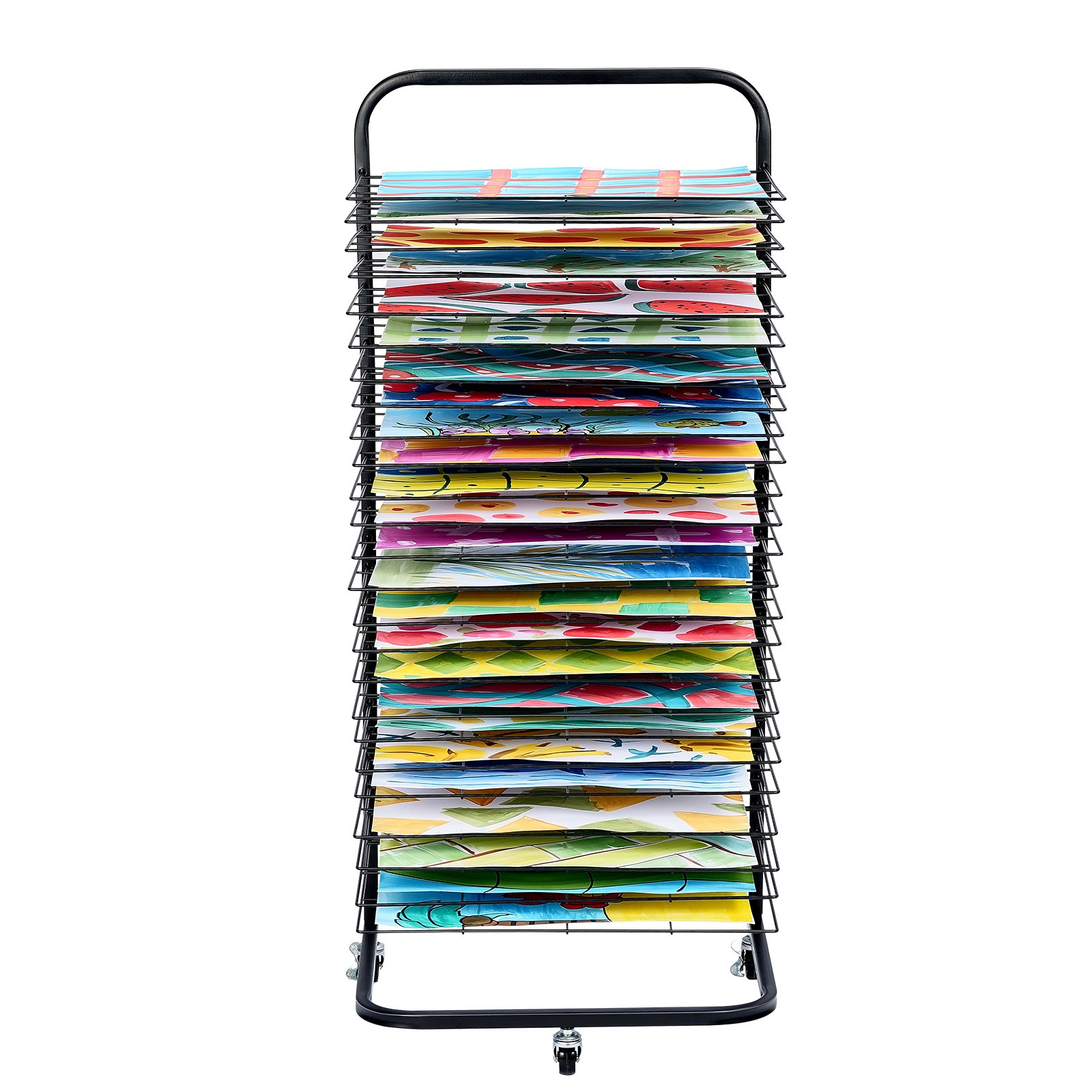 VEVOR Art Drying Rack 25 Prateleiras Removíveis Rack de Secagem de Tinta com Rodas Preto