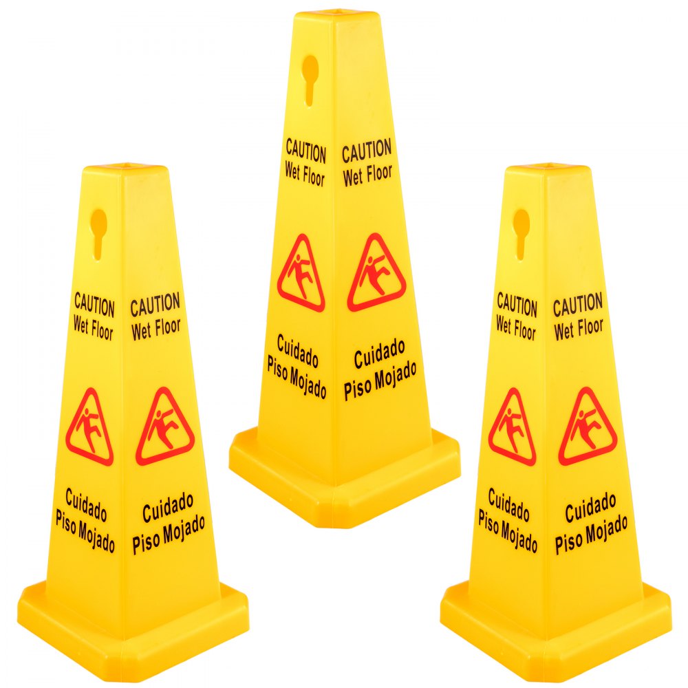 VEVOR Pack Floor Safety Cone Yellow Caution Wet Floor Signs Sided Floor  Wet Sign Public Safety Wet Floor Cones Bilingual Wet Sign Floor for Indoors  and Outdoors VEVOR US