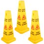 VEVOR Lot de 3 cônes de sécurité pour sol jaune, panneaux d'avertissement pour sol mouillé, panneau à 4 côtés pour sol mouillé, cônes de sécurité publique pour sol mouillé, panneau bilingue pour sol humide pour l'intérieur et l'extérieur