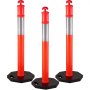 VEVOR 3Pack Traffic Delineator Posts 44 Inch Height, Orange Delineator Cones with Rubber Base 16 inch, PE Delineator Post Kit 10 inch Reflective Band for Construction Sites, Facility Management etc.