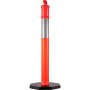 VEVOR - Paquete de 5 postes delineadores de 44 pulgadas de alto, kit de postes delineadores de PE naranja, banda reflectante de 10 pulgadas, postes delineadores de tráfico con base de goma de 16 pulgadas para sitios de construcción, gestión de instalaciones, etc.