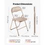 VEVOR 4 Pack Folding Chairs Portable Leather Chairs with Padded Cushion Khaki