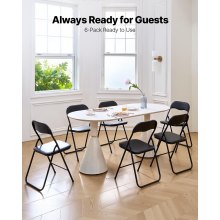 6 Pack Folding Chairs Portable Leather Chairs with Padded Cushion Black