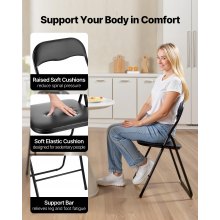 6 Pack Folding Chairs Portable Leather Chairs with Padded Cushion Black