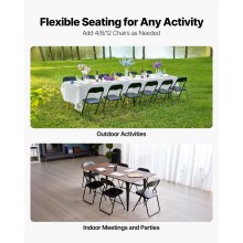 6 Pack Folding Chairs Portable Leather Chairs with Padded Cushion Black