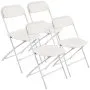 VEVOR 4 Pack Folding Chairs, Foldable Plastic Chairs with Heavy Duty Metal Frame, Portable Folding Card Table Chairs, Stackable Indoor Outdoor Seats for Home, Yard, Garden, Parties, Events, White