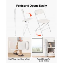 4 Pack Folding Chairs Portable Plastic Chairs with Heavy Duty Metal Frame
