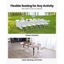 4 Pack Folding Chairs Portable Plastic Chairs with Heavy Duty Metal Frame