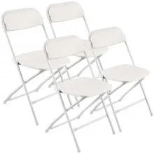 VEVOR 4 Pack Folding Chairs, Foldable Plastic Chairs with Heavy Duty Metal Frame, Portable Folding Card Table Chairs, Stackable Indoor Outdoor Seats for Home, Yard, Garden, Parties, Events, White