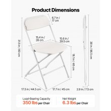 6 Pack Folding Chairs Portable Plastic Chairs with Heavy Duty Metal Frame
