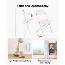 6 Pack Folding Chairs Portable Plastic Chairs with Heavy Duty Metal Frame