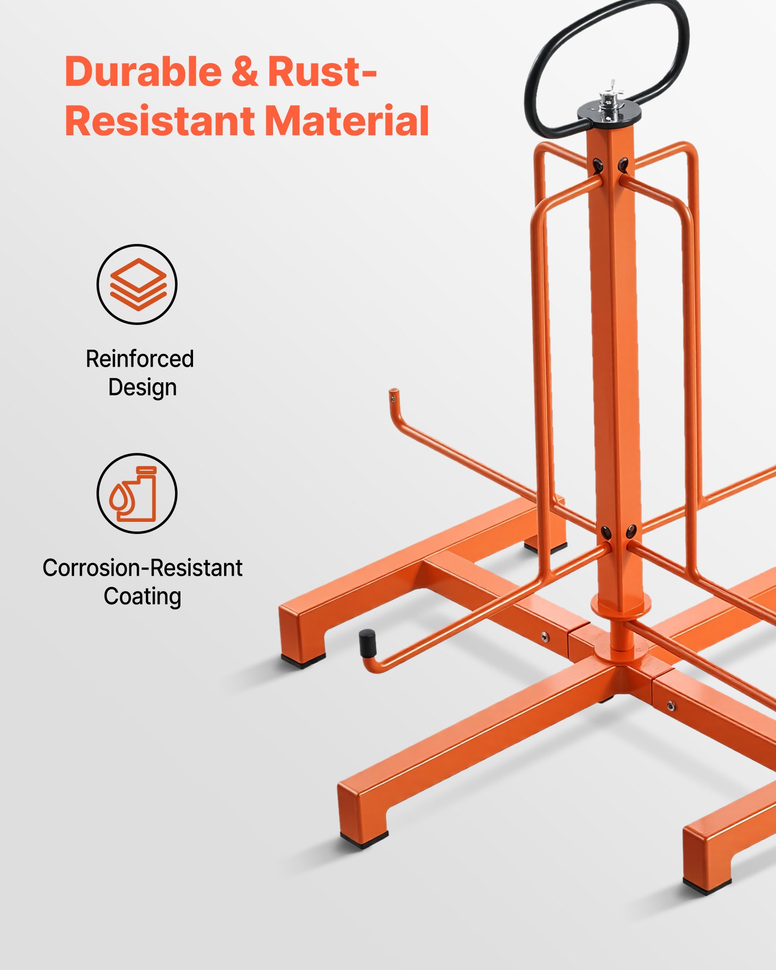 VEVOR Cable Dispenser, Floor or Stud Mounted, Wire Spool Rack, Portable Wire Rack Dispenser with Anti-Slip Metal Handle for Wiring Transport, Swivel Eyelet, for Electrical, Industrial and Retail Use