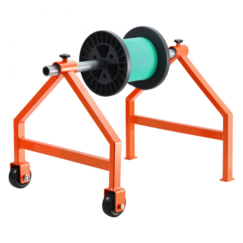 VEVOR Wire Spool Rack, 100 kg / 220 lbs Load Capacity, Portable Cable Caddy, Moveable Wire Rack with Wheels, Spool Holder, Up to 759mm / 29.9 in Diameter, for Electrical Industrial and Retail Use, Working Efficiency