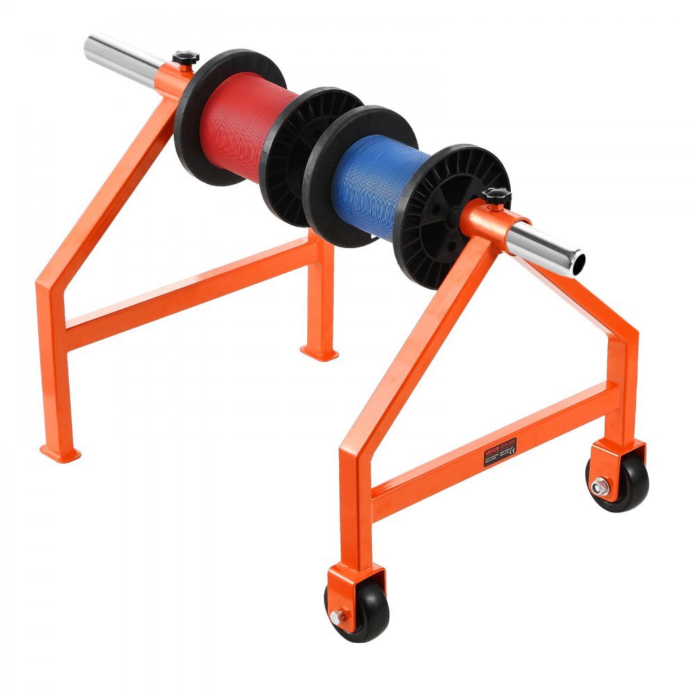 VEVOR Wire Spool Rack, 100 kg / 220 lbs Load Capacity, Portable Cable Caddy, Moveable Wire Rack with Wheels, Spool Holder, Up to 759mm / 29.9 in Diameter, for Electrical Industrial and Retail Use, Working Efficiency