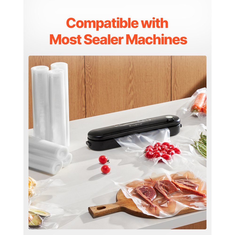 VEVOR Vacuum Sealer Bags, 3 Rolls 11 In x 20 Ft & 3 Rolls 8 In x 20 Ft, Non-BPA Food Grade Seal A Meal Freezer Bag, Customizable Vac Sealing Food Saver Bags, Storage Vac Bag for Meal Prep or Sous Vide