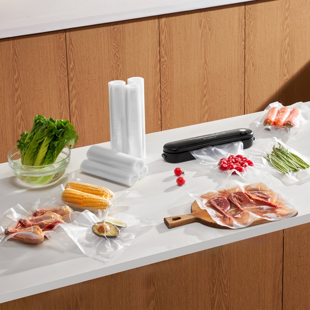 VEVOR Vacuum Sealer Bags, 3 Rolls 11 In x 20 Ft & 3 Rolls 8 In x 20 Ft, Non-BPA Food Grade Seal A Meal Freezer Bag, Customizable Vac Sealing Food Saver Bags, Storage Vac Bag for Meal Prep or Sous Vide