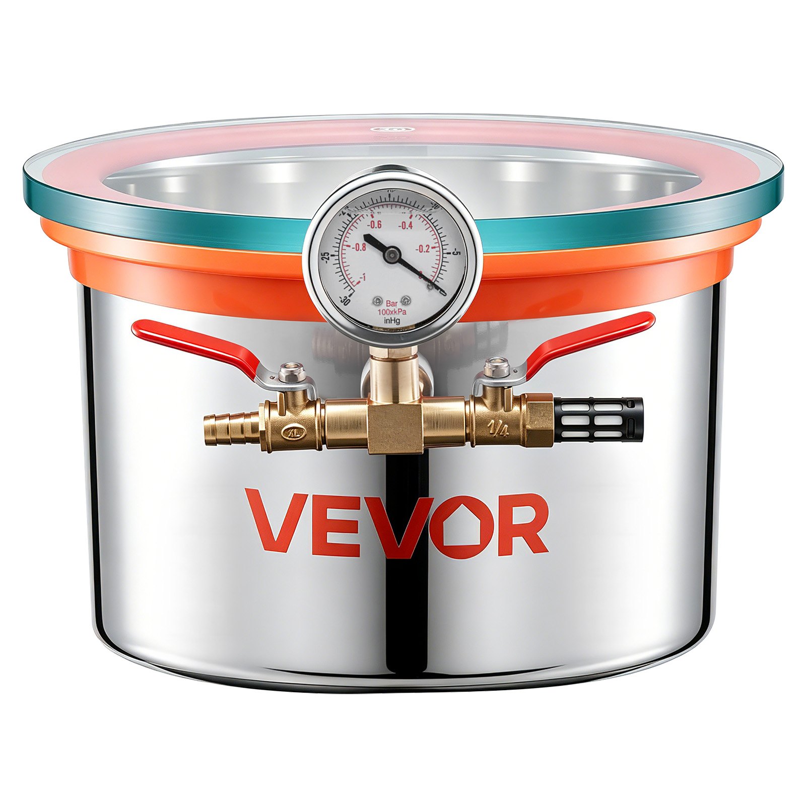 VEVOR 5.7 L Vacuum Chamber, Stainless Steel, Vacuum Degassing Chamber with Tempered Glass Lid, Hose, Air Filter, Ideal for Resin Casting, Stabilizing Wood, Degassing Silicone, Epoxies, Essential Oils