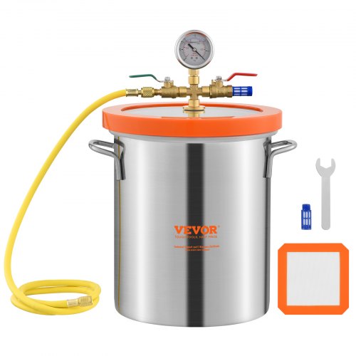 VEVOR Vacuum Chamber Tempered Glass Lid Vacuum 5 Gal Degassing Chamber Silicone