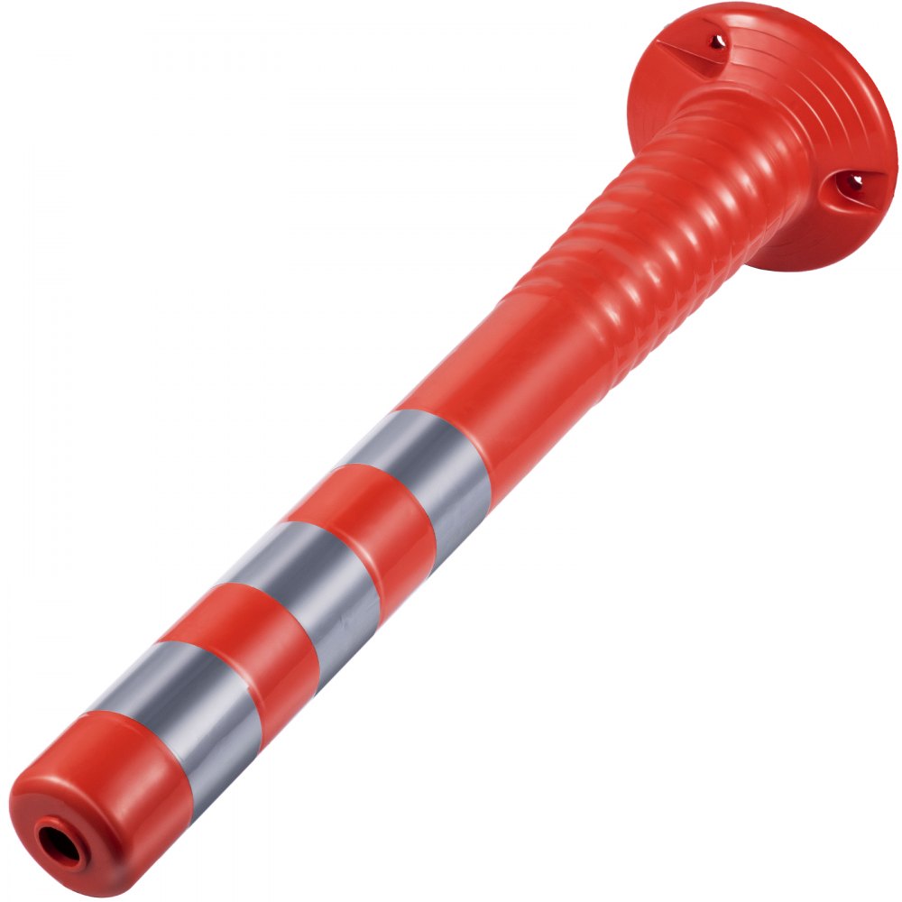 VEVOR Traffic Delineator, 12 PCS Posts Channelizer Cone, Delineator Post Kit 30 in Height, PU Traffic Post, Orange Safety Cones, Portable Spring Posts with Base, Barrier Cones with Reflective Bands