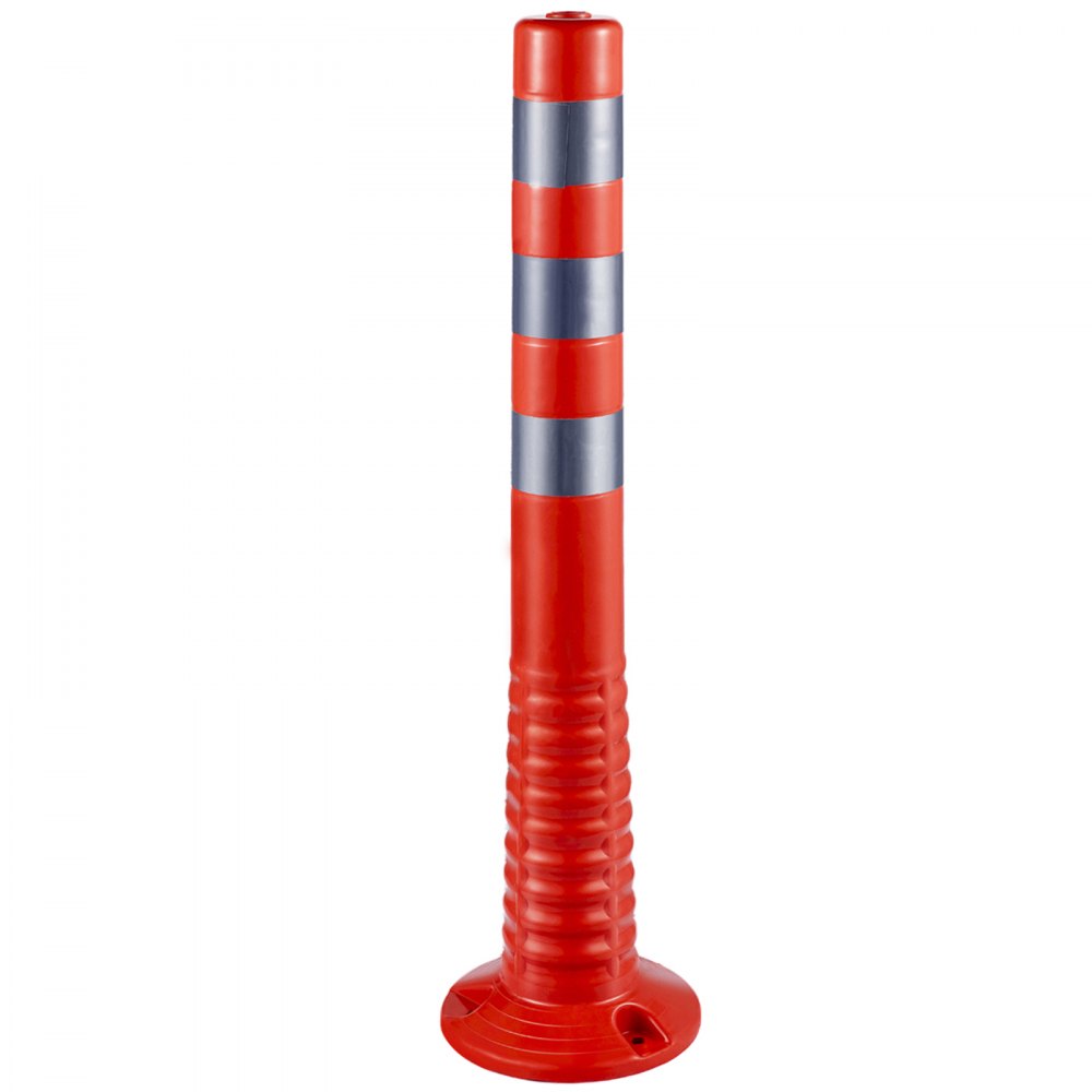 VEVOR Traffic Delineator, 12 PCS Posts Channelizer Cone, Delineator Post Kit 30 in Height, PU Traffic Post, Orange Safety Cones, Portable Spring Posts with Base, Barrier Cones with Reflective Bands