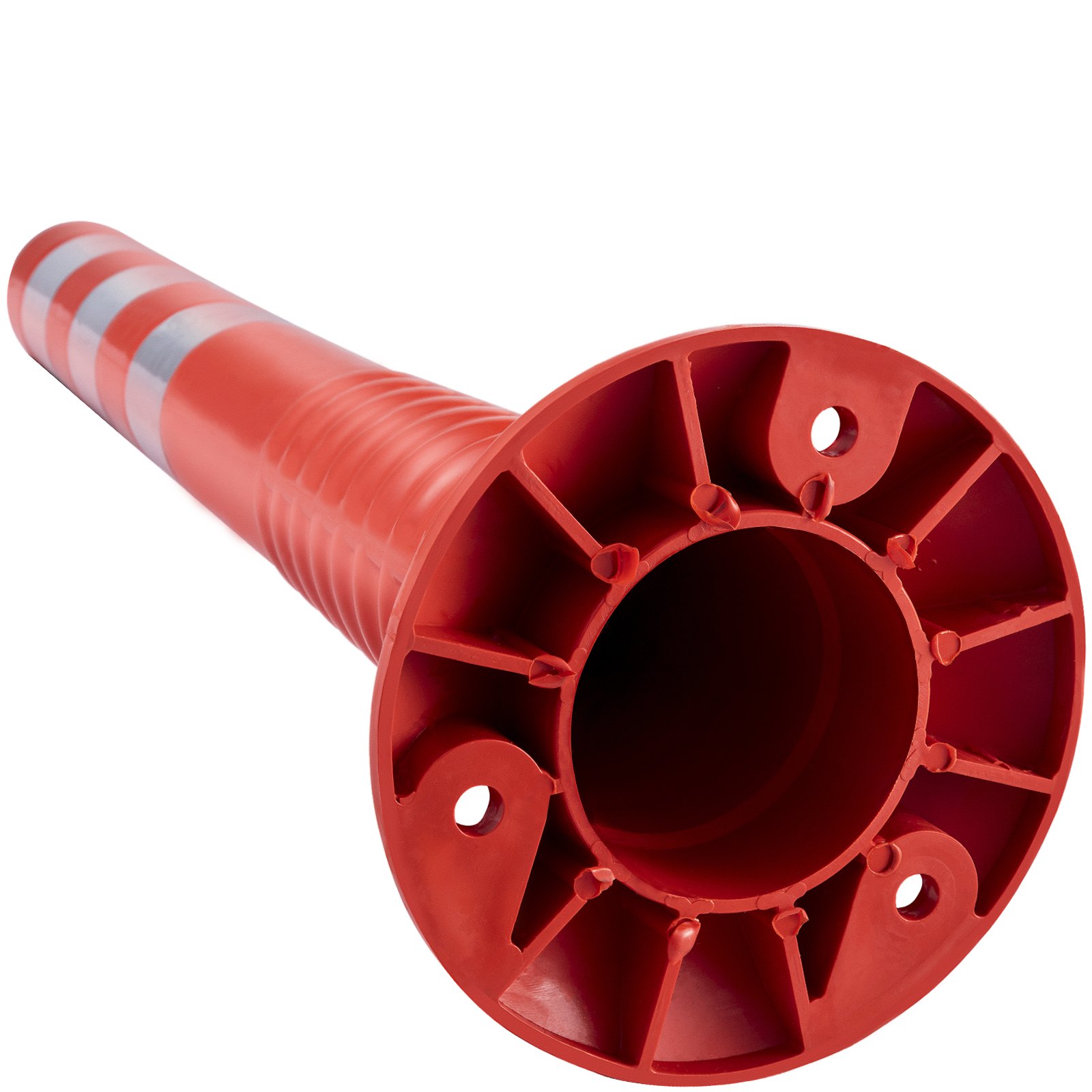 VEVOR Traffic Delineator, 12 PCS Posts Channelizer Cone, Delineator Post Kit 30 in Height, PU Traffic Post, Orange Safety Cones, Portable Spring Posts with Base, Barrier Cones with Reflective Bands