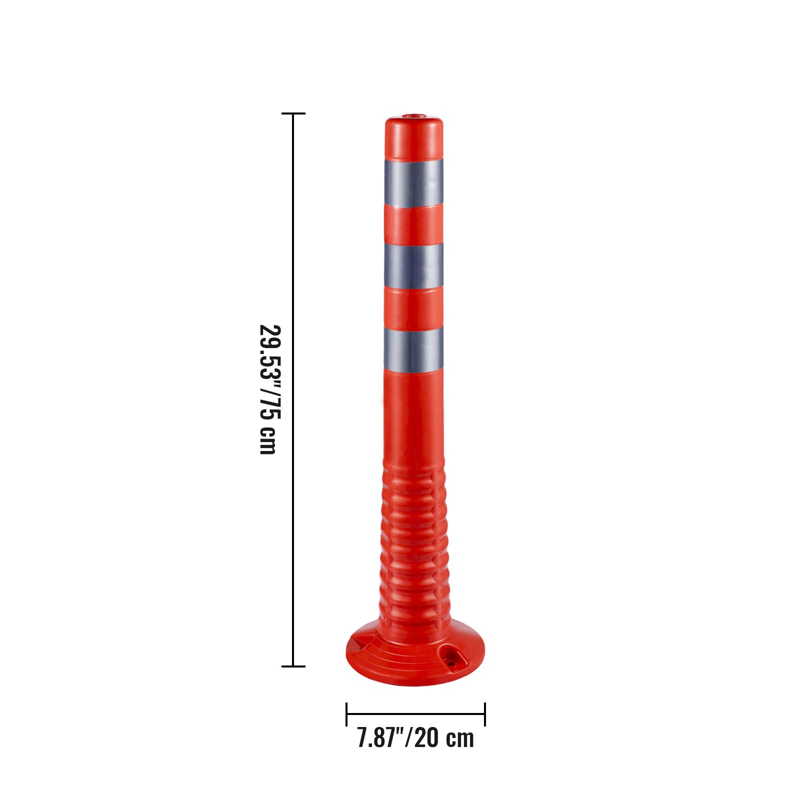 VEVOR Traffic Delineator, 12 PCS Posts Channelizer Cone, Delineator Post Kit 30 in Height, PU Traffic Post, Orange Safety Cones, Portable Spring Posts with Base, Barrier Cones with Reflective Bands
