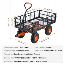 VEVOR Garden Dump Cart Heavy-duty Metal Yard Carts and Wagons 880 lbs Loading