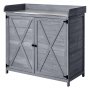 VEVOR Potting Bench Table, Outdoor Gardening Wooden Storage Cabinet with 98 x 48 cm Wood Tabletop, Garden Planting Workstation with Large Storage Space for Patio, Backyard, Gray