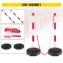 VEVOR 4x Traffic Barrier Post w/ Plastic Chain T Crowd Control Red and white