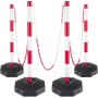 red and white stanchions with chains from VEVOR plastic stanchion kit.