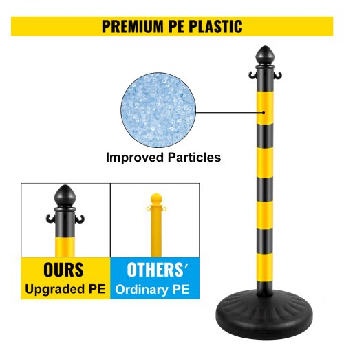 VEVOR Plastic Stanchion, 4pcs Chain Stanchion, Outdoor Stanchion with 4 x 39inch Long Chains, PE Plastic Crowd Control Barrier for Warning Crowd Control at Garage, Construction Lot, Driveway, Elevator