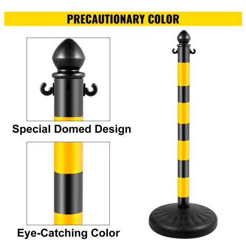 VEVOR Plastic Stanchion, 4pcs Chain Stanchion, Outdoor Stanchion with 4 x 39inch Long Chains, PE Plastic Crowd Control Barrier for Warning Crowd Control at Garage, Construction Lot, Driveway, Elevator