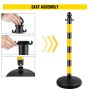 VEVOR Plastic Stanchion, 4 τμχ Chain Stanchion, Outdoor Stanchion με μακριές αλυσίδες 4 x 39 ιντσών, PE Plastic Crowd Control Barrier for Warning Crowd Control σε γκαράζ, οικοδομική παρτίδα, Driveway, ανελκυστήρας