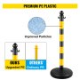 VEVOR Plastic Stanchion, 4pcs Chain Stanchion, Outdoor Stanchion w/ 4 x 39.5in Long Chains, PE Plastic Crowd Control Barrier for Warning/Crowd Control at Garage, Construction Lot, Driveway, Elevator