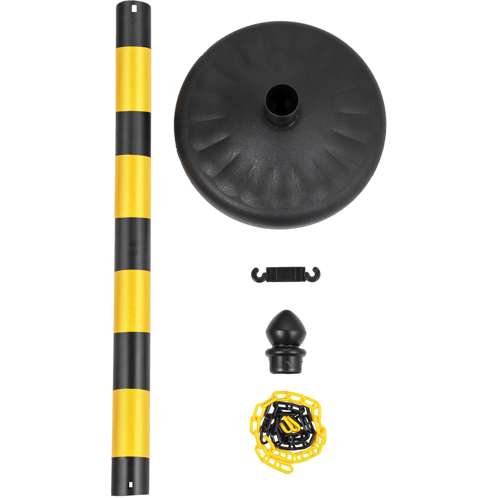 VEVOR Plastic Stanchion, 4pcs Chain Stanchion, Outdoor Stanchion with 4 x 39inch Long Chains, PE Plastic Crowd Control Barrier for Warning Crowd Control at Garage, Construction Lot, Driveway, Elevator