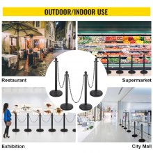 VEVOR Plastic Stanchion, 4pcs Chain Stanchion, Outdoor Stanchion w/ 4 x 39.5in Long Chains, PE Plastic Crowd Control Barrier for Warning/Crowd Control at Restaurant, Supermarket, Exhibition, City Mall