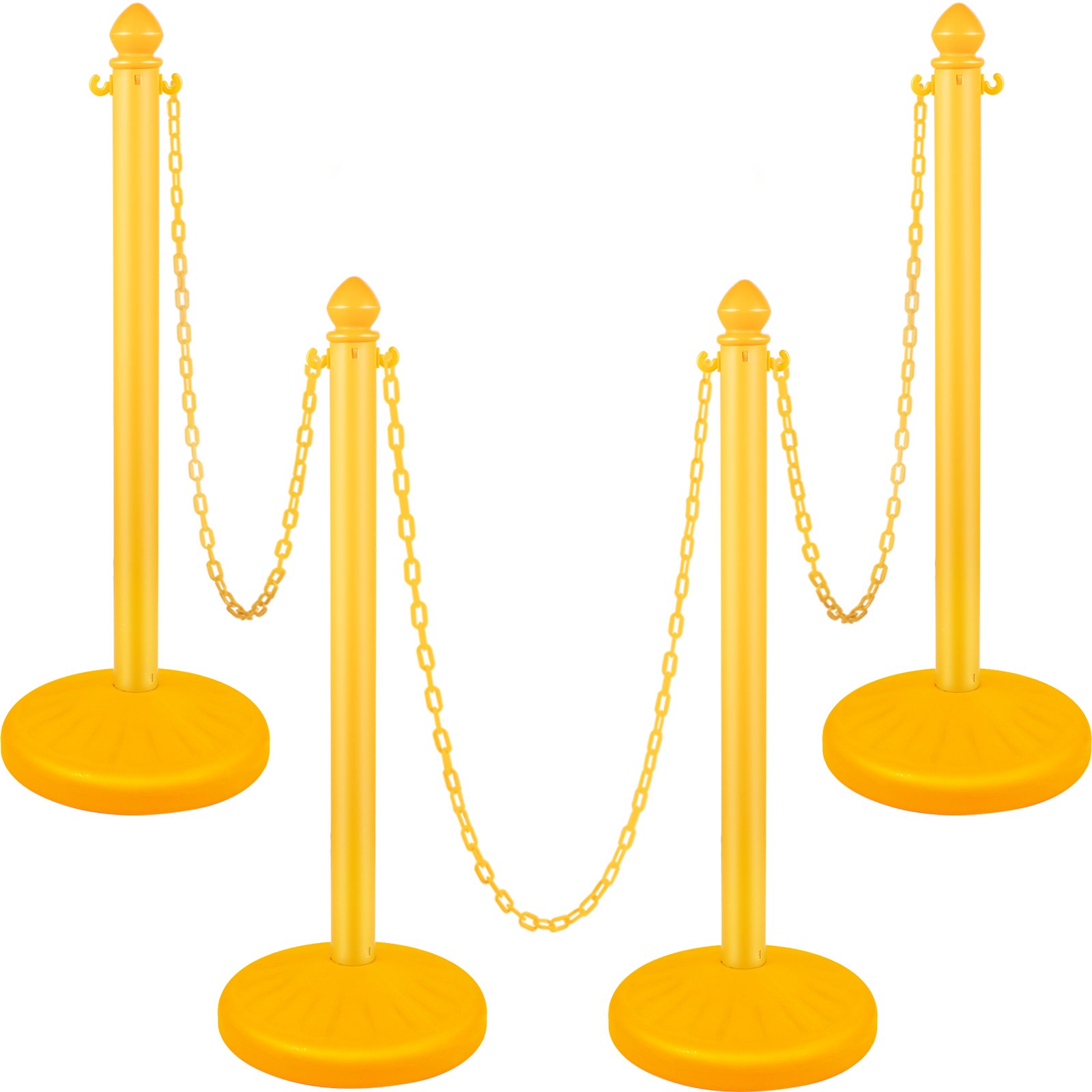 VEVOR Plastic Stanchion, 4pcs Chain Stanchion, Outdoor Stanchion w/ 4 x 39.5in Long Chains, PE Plastic Crowd Control Barrier for Warning/Crowd Control at Restaurant, Supermarket, Exhibition, City Mall