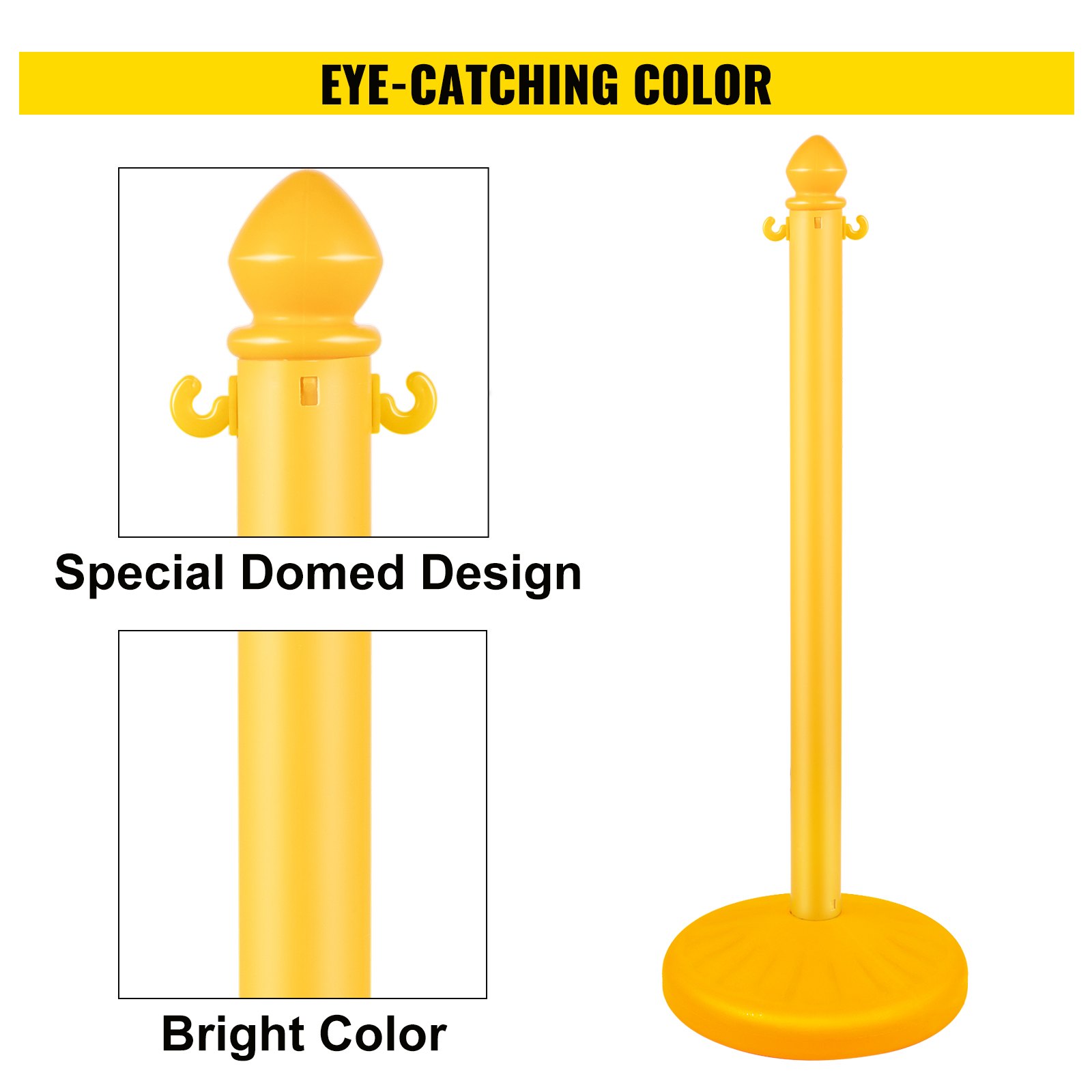VEVOR Plastic Stanchion, 4pcs Chain Stanchion, Outdoor Stanchion w/ 4 x 39.5in Long Chains, PE Plastic Crowd Control Barrier for Warning/Crowd Control at Restaurant, Supermarket, Exhibition, City Mall