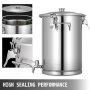 Stainless Steel Bucket Fermenter 4 Gallon/ 15L Flat Bottom Fermenter