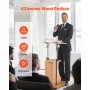 VEVOR Podium Stand, 43-Inch Wooden Lectern, Portable Laptop Desk with Lockable Wheels, Wide Reading Surface and Open Storage Area, Adjustable Height and Angle, for Speeches, Lectures, or Presentations